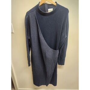 Salt‎ Women's XXL Blue Mock Neck Long Sleeve Knit Draped Dress